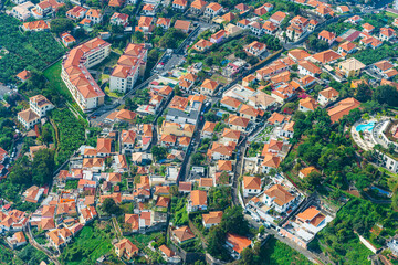 Aerial View of a Bustling City Suburb.