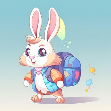 Easter Bunny Egg Hunt: Follow the Endearing Journey of a Cute Bunny in Pursuit of Colorful Easter Treasures - Charming Easter Bunny's Quest - Generative AI