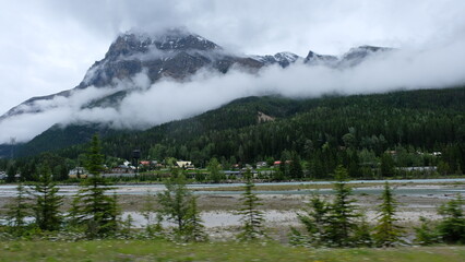 Mountain and river view in Yoho NP, British Columbia, Canada