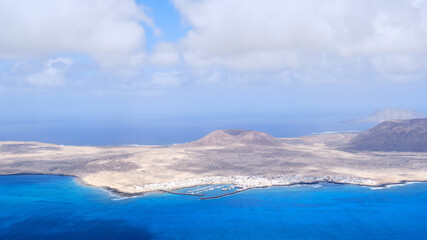 Island of La Graciosa from Lanzarote. Canary Islands