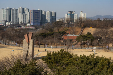 Sculpture Park at Seoul Olympic park host the 1988 Summer Olympics during winter afternoon at Songpa-gu , Seoul South Korea : 4 February 2023