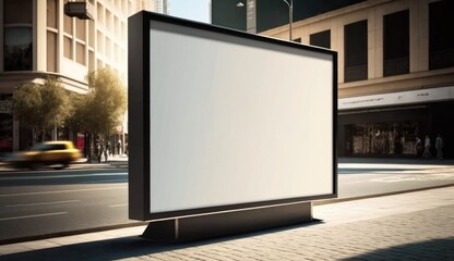 Fototapeta premium blank billboard mockup for advertising in the city, sunset view