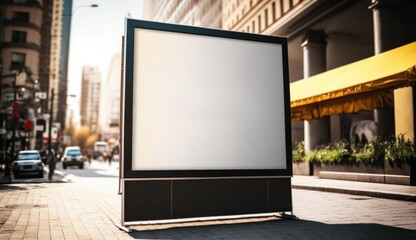 Fototapeta premium blank billboard mockup for advertising in the city, sunset view