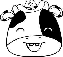 Cute happy smile baby cow face children cartoon character doodle hand drawing 