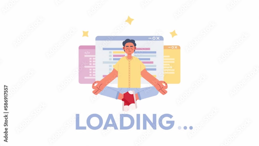 Poster animated programmer expert loader. coding courses. flash message 4k video footage. color isolated lo