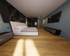 Loft-Stil Schlafzimmer Design . 3D-Rendering