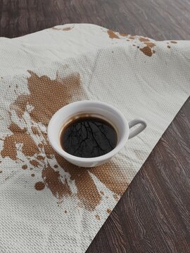 coffee spilled on a napkin on the table 3d rendering