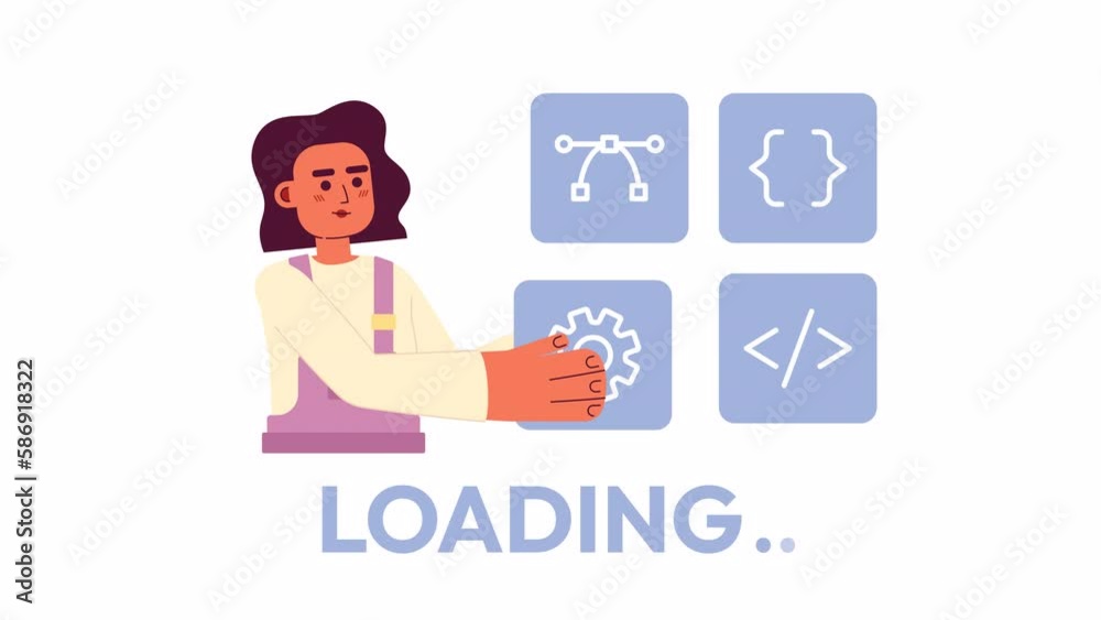 Poster animated website builder loader. programmer developer. flash message 4k video footage. color isolate