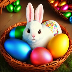 Fototapeta na wymiar Cute Easter Bunny Art