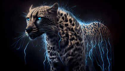 Neon light Cheetah - Generative AI 