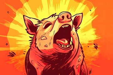 Obraz premium happy pig with an open mouth. Generative AI