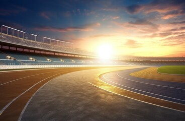 Fototapeta premium Race extreme track. Sunset fast sport. Generate Ai