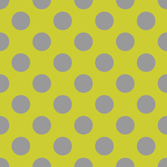 Tile vector pattern with big grey polka dots on green background