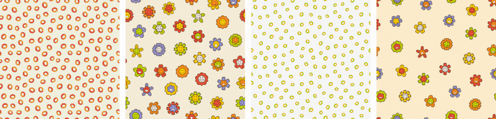 Smiling flower, abstract personage, mascot design, funny face, cute icon.