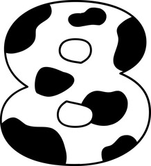 Cute baby cow number 8 doodle children drawing 