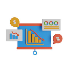 3d illustration, The performance of the company has declined. as a result of being influenced by the global financial situation