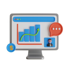 3d illustration, Meeting online through technology That makes meetings like meeting in a conference room see the faces of the attendees and see the presentation information as well.