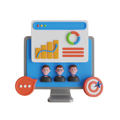 3d illustration, Meeting online through technology That makes meetings like meeting in a conference room see the faces of the attendees and see the presentation information as well.