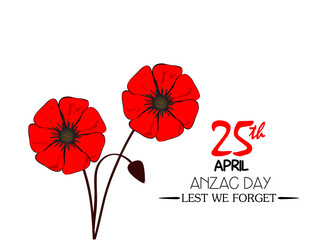 Anzac day background. Poppy flower. Vector background.