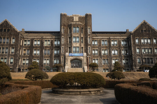 Yonsei University Underwood Hall and  Yeonhi Hall in Seoul during winter morning at Seodaemun-gu , Seoul South Korea : 5 February 2023