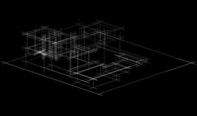 architectural sketch of modern house 
