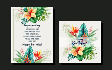 Happy birthday! - card. Vector stock illustration in a watercolor style. Eps10. Wishing you a very happy birthday filled with lots of love, blessings, and good times. May all your dreams come true! 