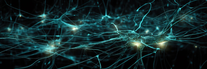 Network of neurons in our brain. Representation of neural networks in the human brain. AI generated