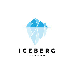Obraz premium Iceberg Logo, Antarctic Mountains Vector In Ice Blue Color, Nature Design, Product Brand Illustration Template Icon