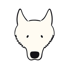 German sheepdog, puppy face cute funny cartoon character illustration. Hand drawn vector, isolated. Line art. Domestic animal logo. Design concept pet food, branding, business, vet, print, poster