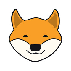 Shiba inu dog, puppy face cute funny cartoon character illustration. Hand drawn vector, isolated. Line art. Domestic animal logo. Design concept pet food, branding, business, vet, print, poster