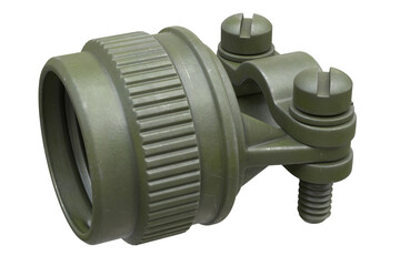 Close-up of a military aircraft cable connector. PNG file with transparency