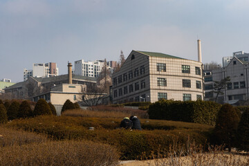 Fototapeta premium Ewha Womans University a private women's university in Seoul during winter morning at Seodaemun-gu , Seoul South Korea : 5 February 2023