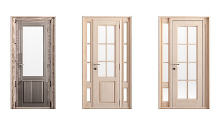 Set of minimalisitc doors isolated on white space. Transparent cutout png. Generative AI