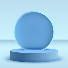 Blue tone realistic stage, vector podium, pedestal, design element
