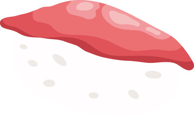 Raw Maguro nigiri sushi. Japanese food of raw tuna fish and rice illustration. 