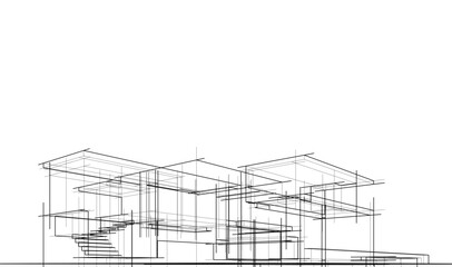 architectural sketch of  modern house