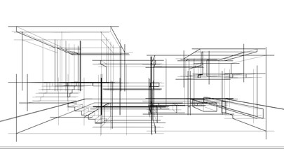 architectural sketch of  modern house
