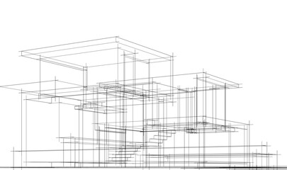 architectural sketch of  modern house