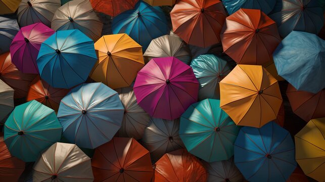 Colorful Umbrellas Background, Image Ai Generated
