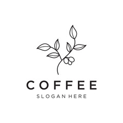 Logo design of arabica coffee cup and coffee plant hand drawn vintage style.Logo for business, cafe, restaurant, badge and coffee shop.