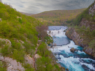 Obraz na płótnie Canvas Strbacki buk (strbaki buk) waterfall is a 25 m high waterfall on the Una River. It is greatest waterfall in Bosnia and Herzegovina