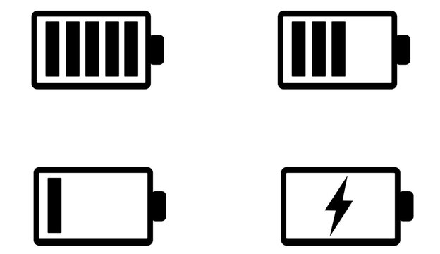 Vector Cell Phone Battery Icon Set . Smartphone Battery, Rechargeable, Portable Battery