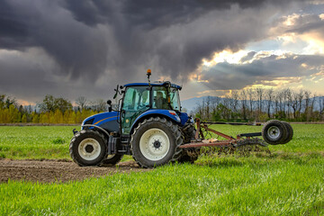 tractor working in the field