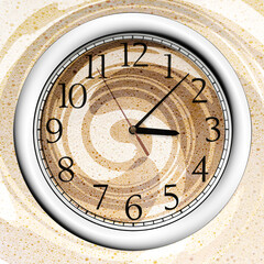 Coffee time. An analogue clock face with coffee design.