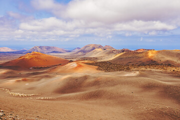 Fototapeta na wymiar landscape postcard of Lanzarote volcanoes