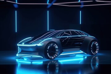 Futuristic car concept design by generative ai