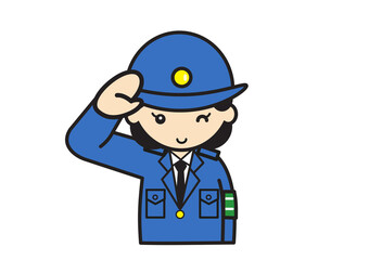 敬礼する女性警察官