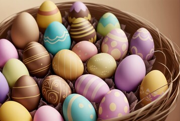 Fototapeta na wymiar Colorful and decorated easter eggs