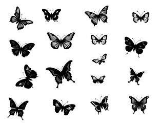 Cute collection of beautiful black butterflies