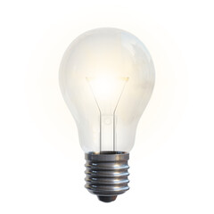 Illuminated light bulb isolated on transparent background. 3D rendering - obrazy, fototapety, plakaty